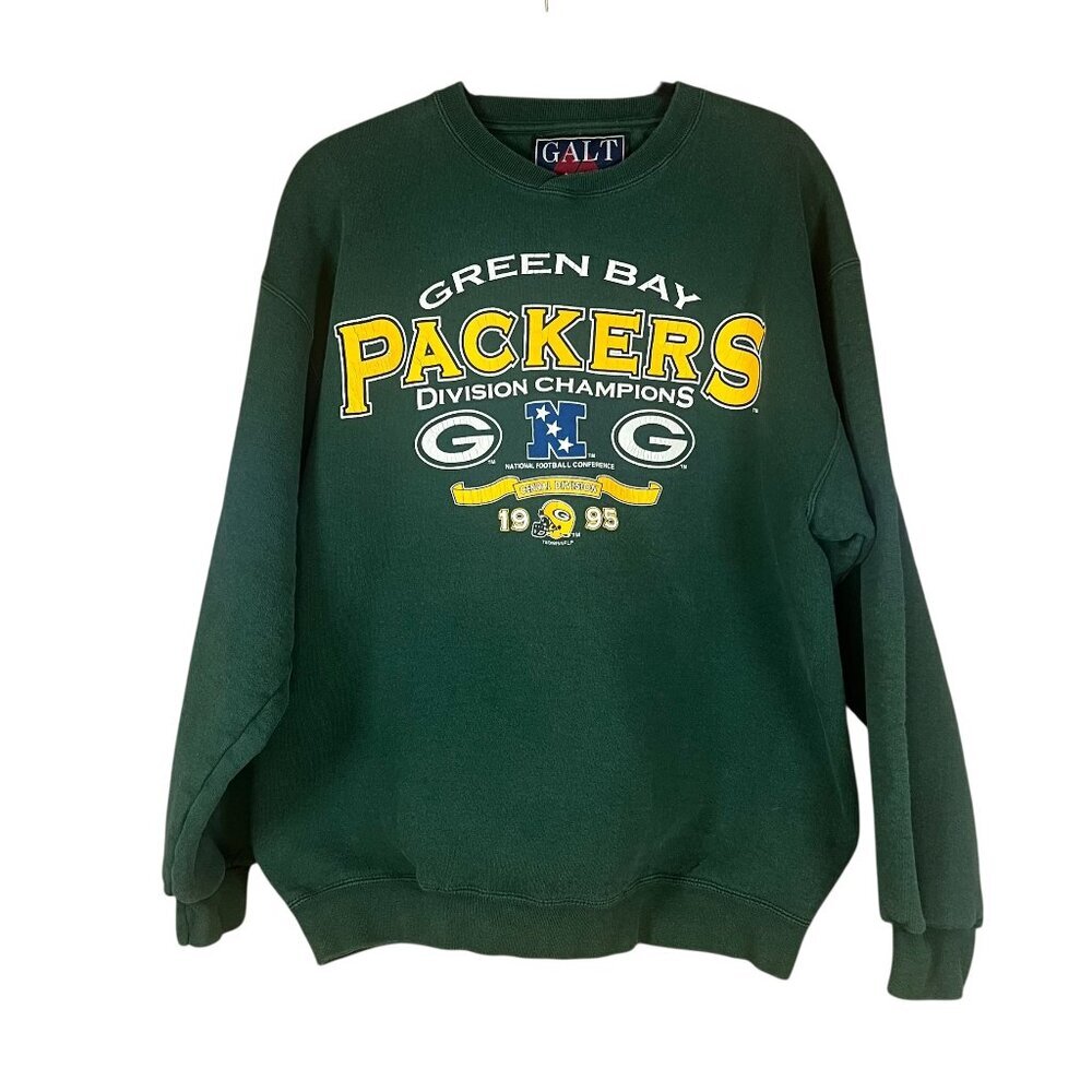 Vintage 95 Green Bay Packers‎ Division Champions Sweatshirt NFL Crewneck Size L